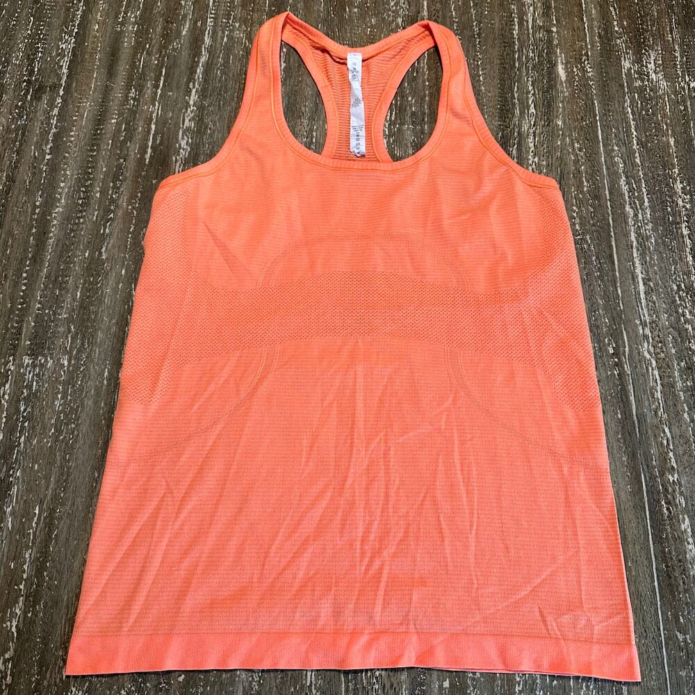 Lululemon Performance Racer Back Tank Athleisure Workout Orange Womens Size 10